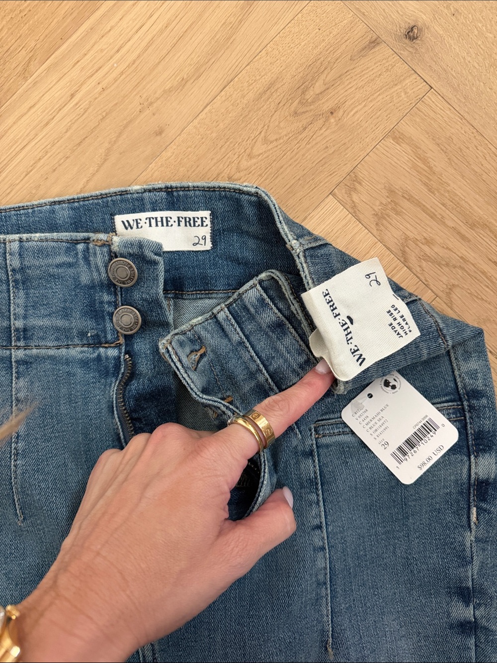 We The Free High-Rise Faded Blue Button-Fly Jeans